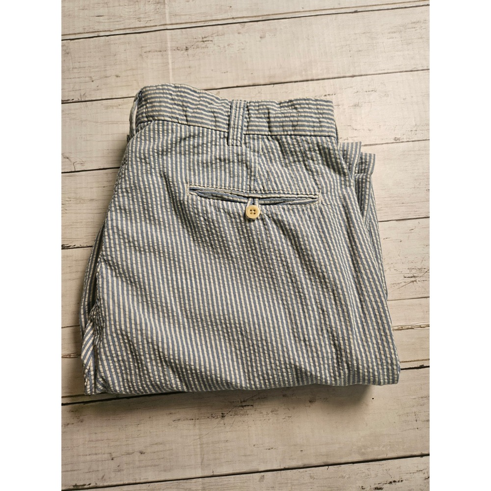 Polo Ralph Lauren Mens Blue White Seersucker Striped Cotton Pants 36/30 Preppy